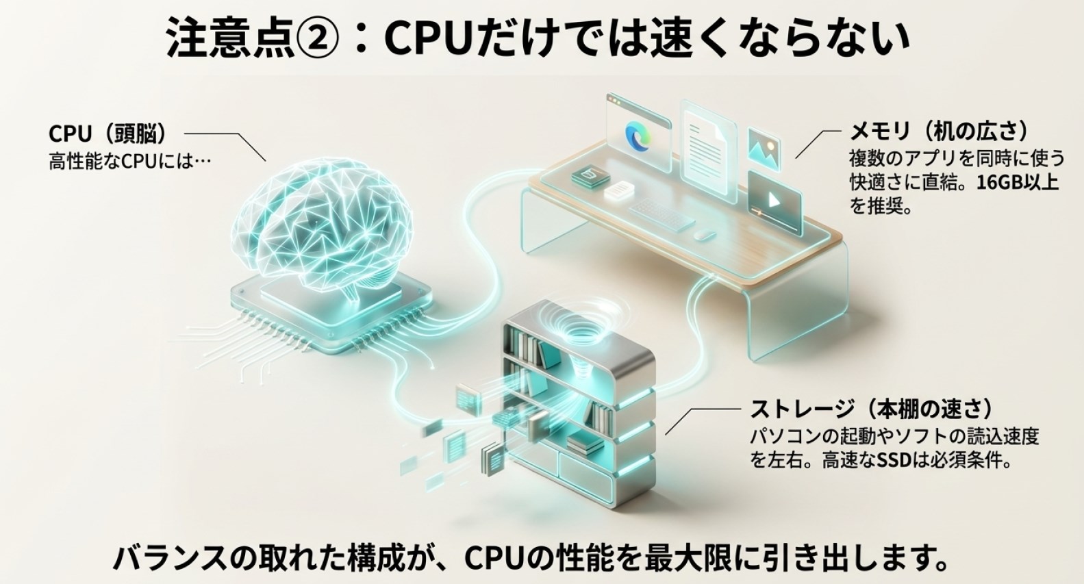 CPU以外のパーツとのバランスも重要