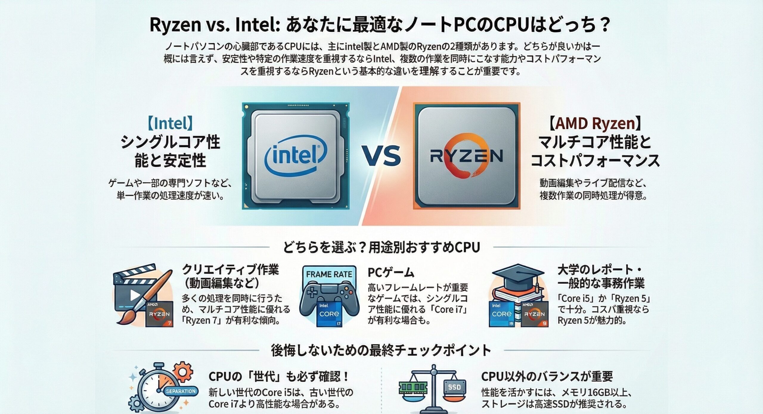 ノートパソコンはRyzenとIntelどっち？後悔しない選び方